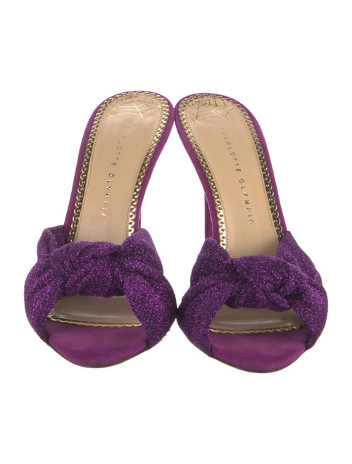 Charlotte Olympia Suede Pleated Accents Slides