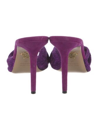 Charlotte Olympia Suede Pleated Accents Slides