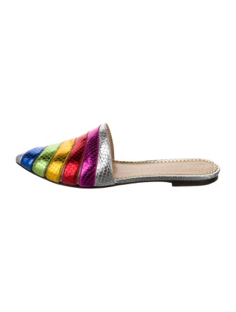 Charlotte Olympia Leather Colorblock Pattern Flats