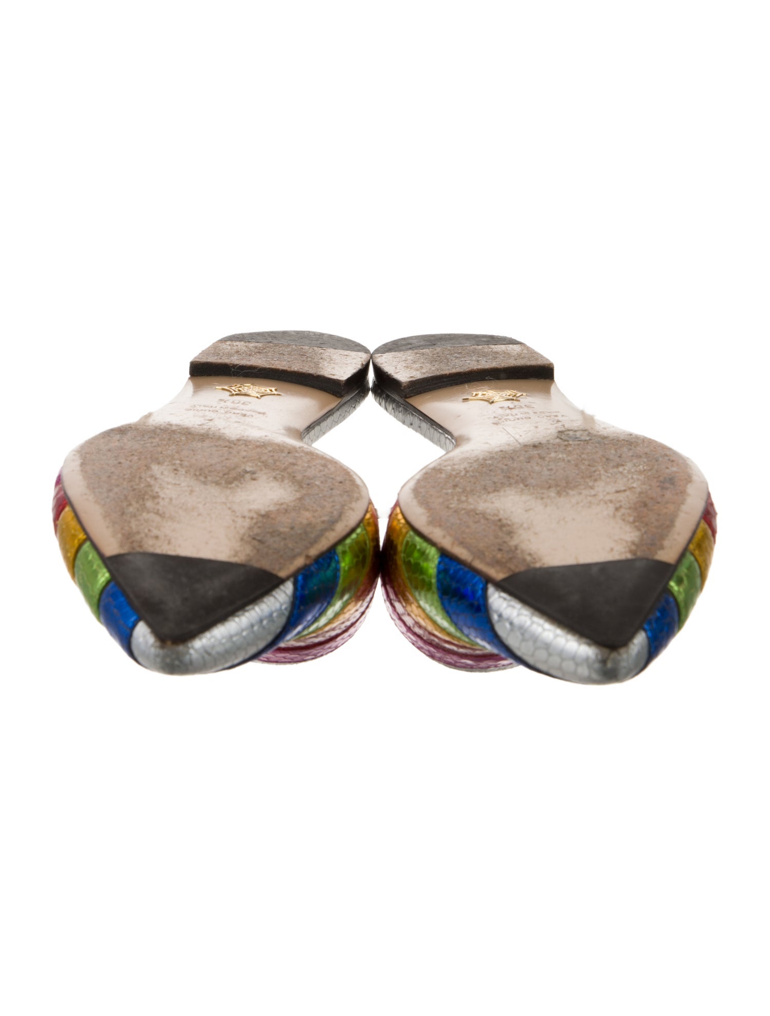 Charlotte Olympia Leather Colorblock Pattern Flats