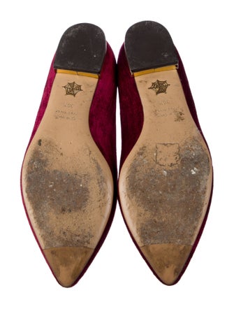 Charlotte Olympia Velvet Embroidered Accent Ballet Flats