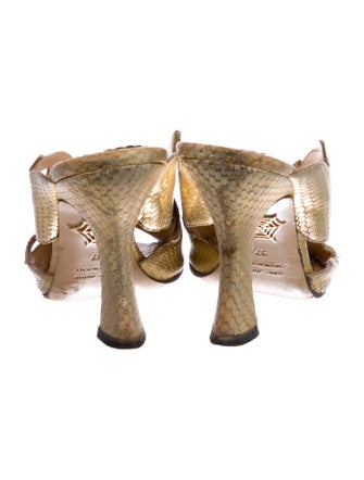 Charlotte Olympia Leather Animal Print Slides