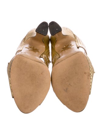 Charlotte Olympia Leather Animal Print Slides