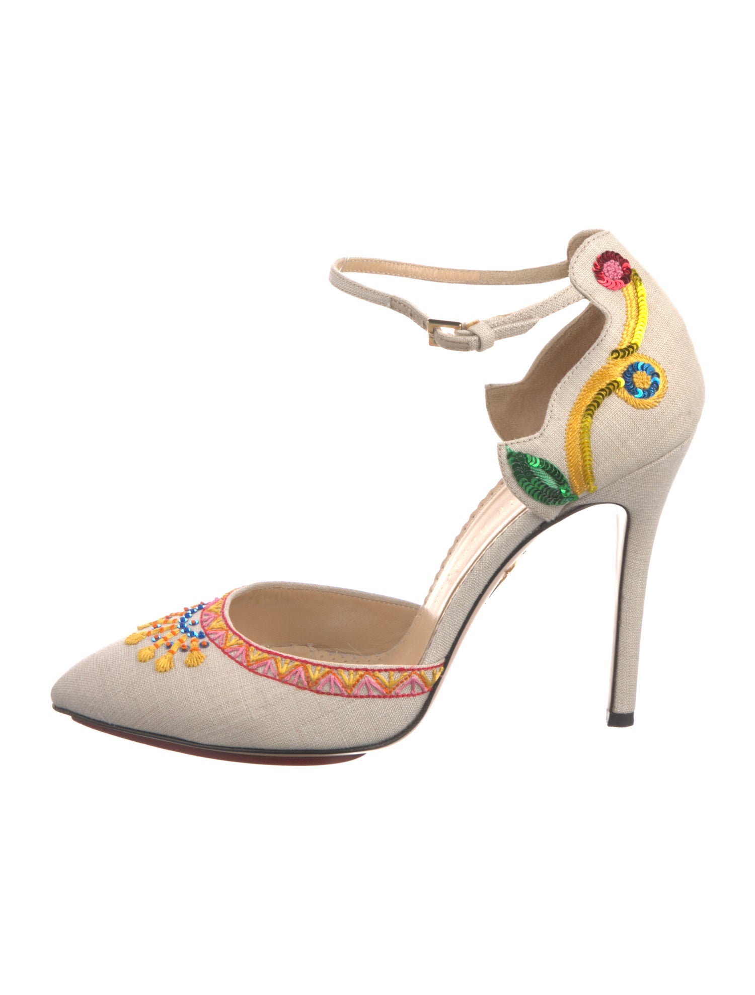 Charlotte Olympia Canvas Printed D'Orsay Pumps