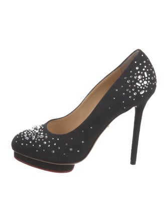 Charlotte Olympia Denim Crystal Embellishments Pumps