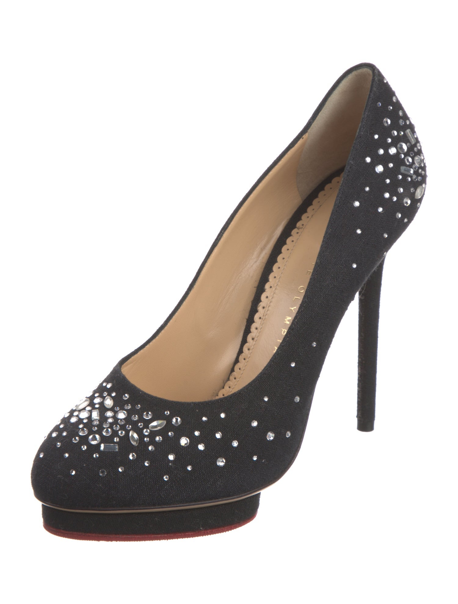 Charlotte Olympia Denim Crystal Embellishments Pumps