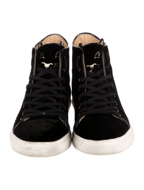 Charlotte Olympia Velvet Embroidered Accent Sneakers