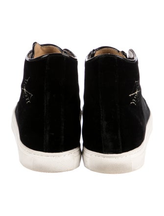 Charlotte Olympia Velvet Embroidered Accent Sneakers