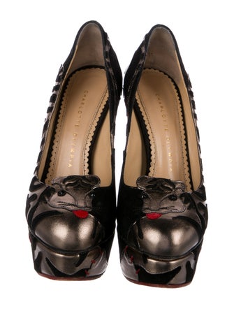 Charlotte Olympia Suede Animal Print Pumps