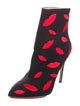 Charlotte Olympia Printed Embroidered Accent Lace-Up Boots