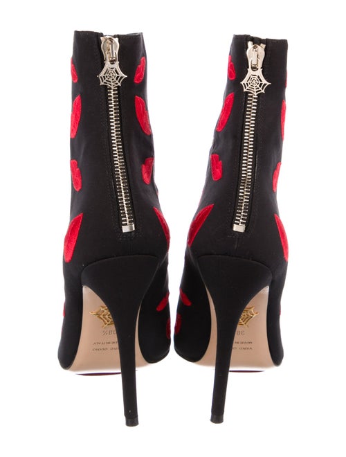 Charlotte Olympia Printed Embroidered Accent Lace-Up Boots