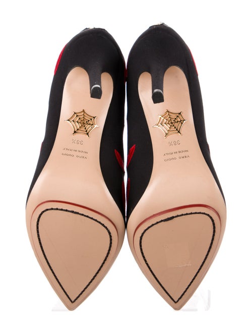 Charlotte Olympia Printed Embroidered Accent Lace-Up Boots