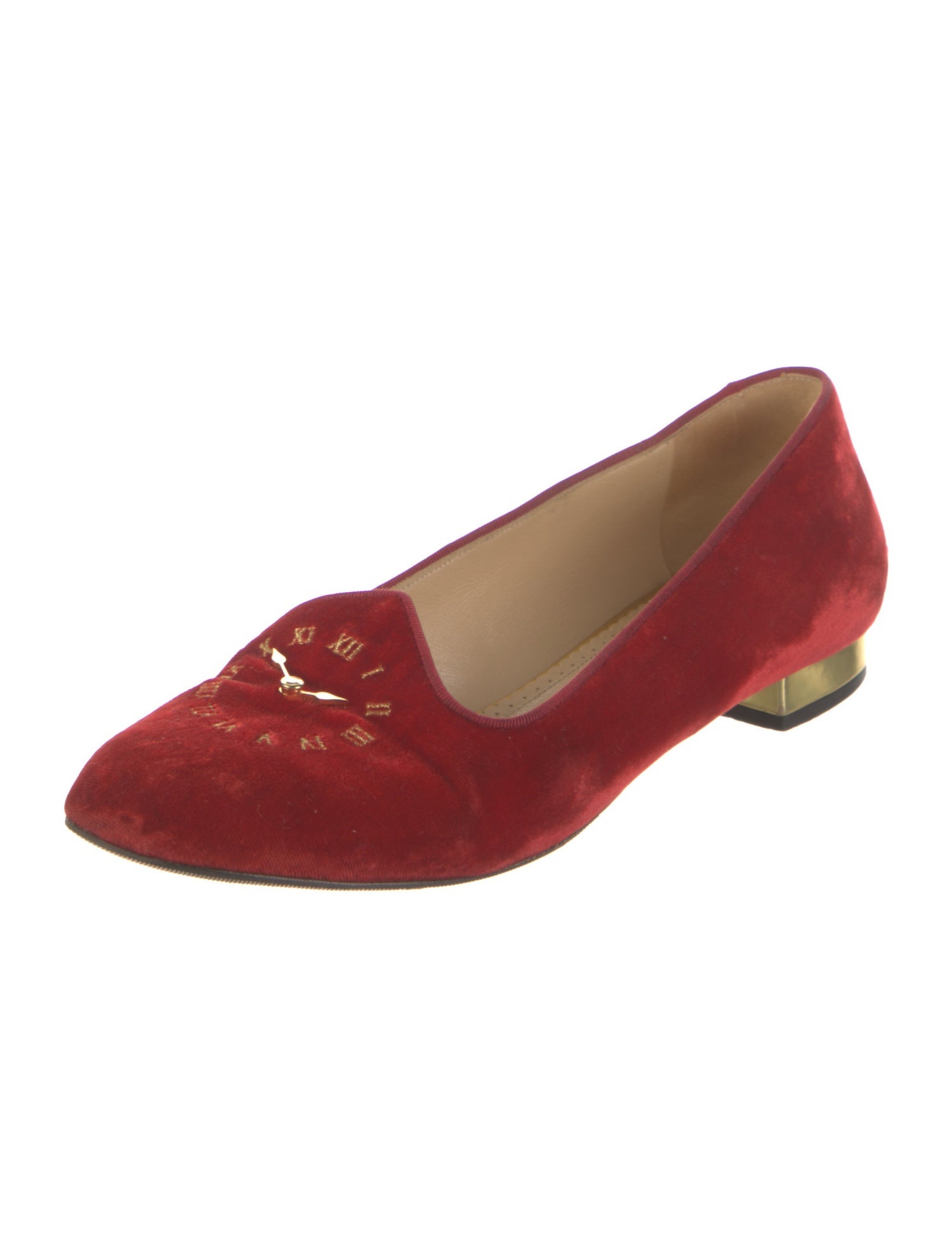 Charlotte Olympia Velvet Crystal Embellishments Loafers