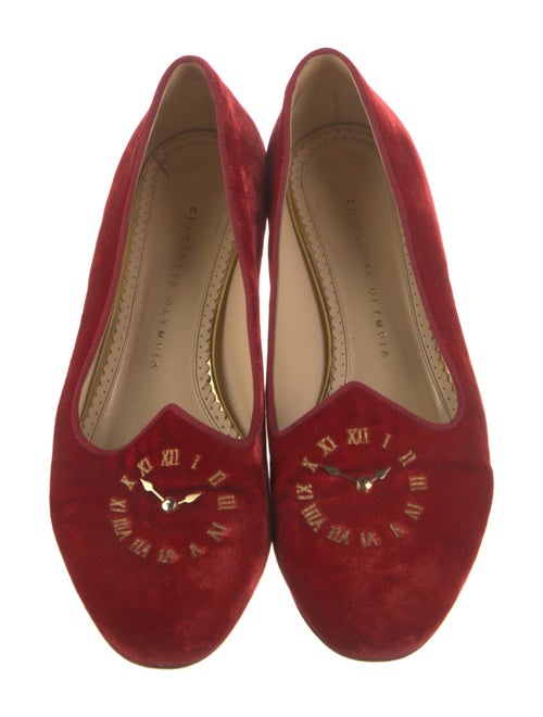 Charlotte Olympia Velvet Crystal Embellishments Loafers
