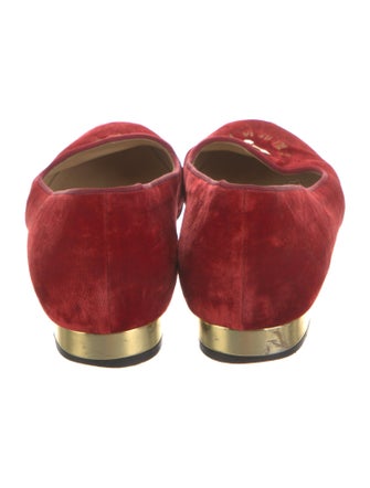 Charlotte Olympia Velvet Crystal Embellishments Loafers