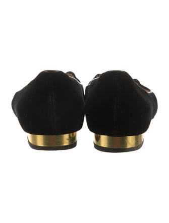 Charlotte Olympia Velvet Embroidered Accent Loafers