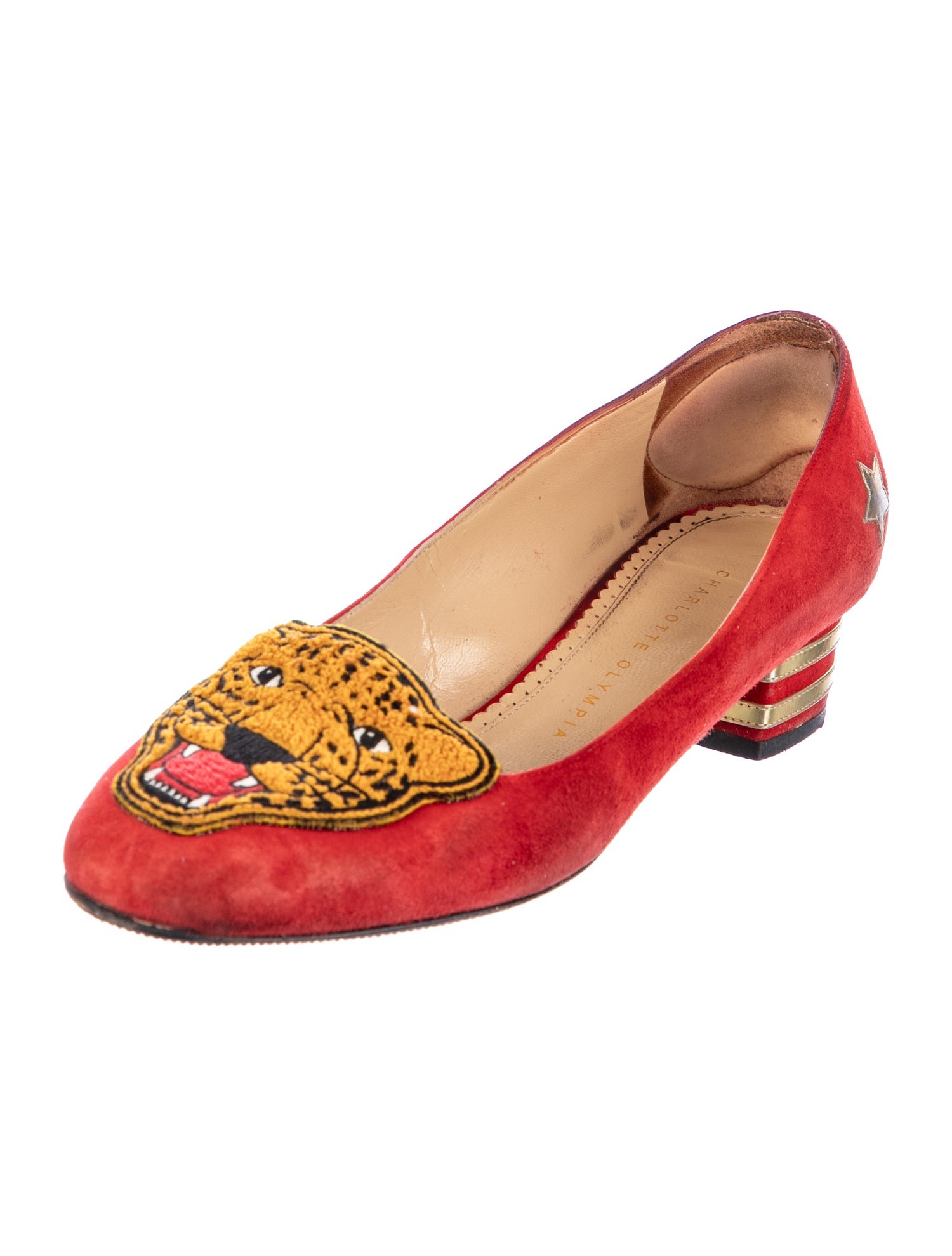 Charlotte Olympia Suede Printed Pumps