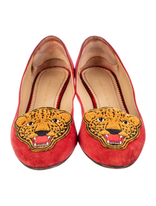 Charlotte Olympia Suede Printed Pumps