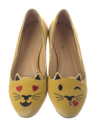 Charlotte Olympia Velvet Embroidered Accent Loafers