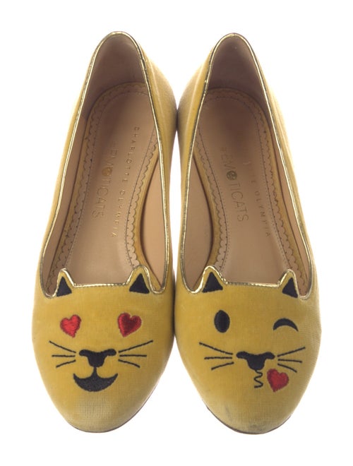 Charlotte Olympia Velvet Embroidered Accent Loafers