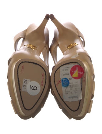 Charlotte Olympia Leather Colorblock Pattern T-Strap Pumps