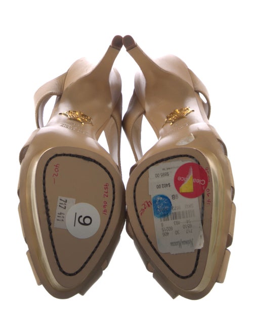 Charlotte Olympia Leather Colorblock Pattern T-Strap Pumps