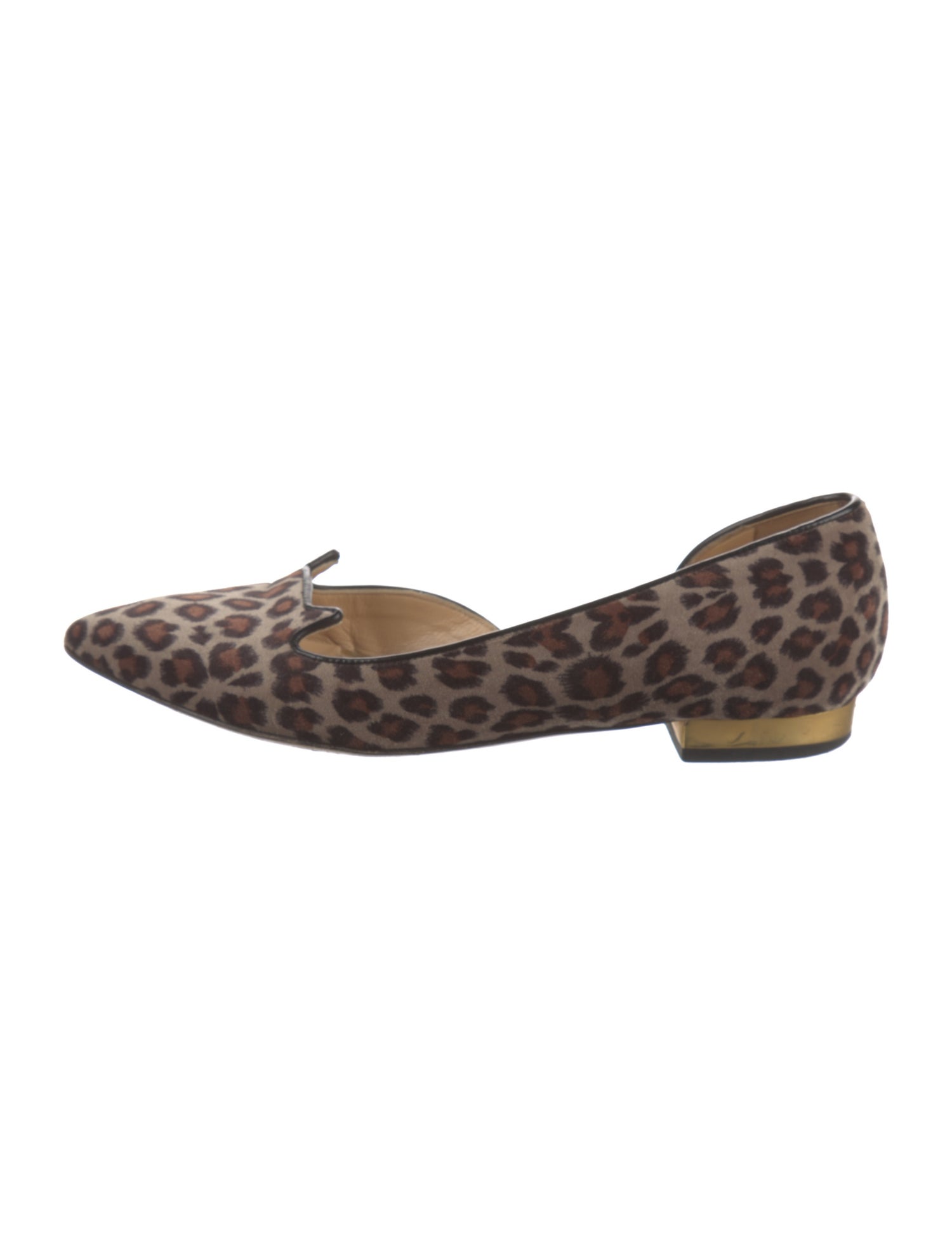 Charlotte Olympia Suede Animal Print D'Orsay Flats