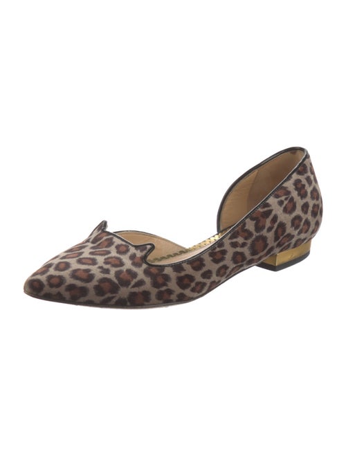 Charlotte Olympia Suede Animal Print D'Orsay Flats