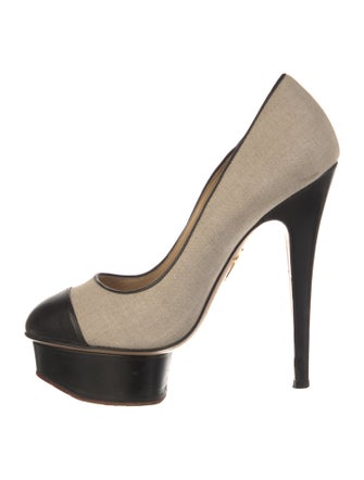 Charlotte Olympia Canvas Printed Pumps