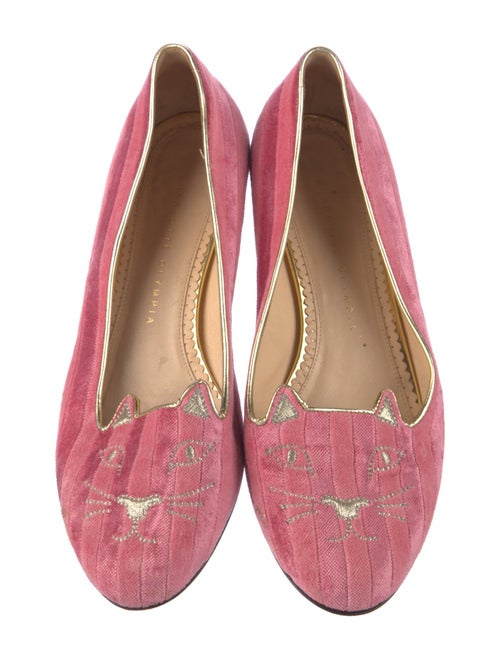 Charlotte Olympia Velvet Embroidered Accent Loafers