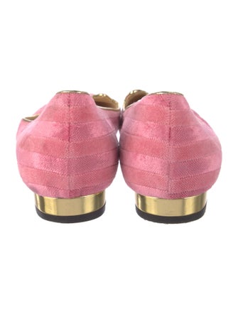 Charlotte Olympia Velvet Embroidered Accent Loafers