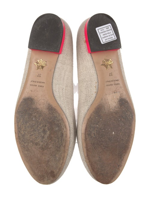 Charlotte Olympia Canvas Embroidered Accent Flats