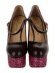 Charlotte Olympia Embossed Leather Glitter Accents Pumps
