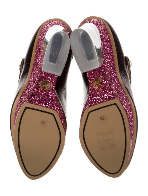 Charlotte Olympia Embossed Leather Glitter Accents Pumps