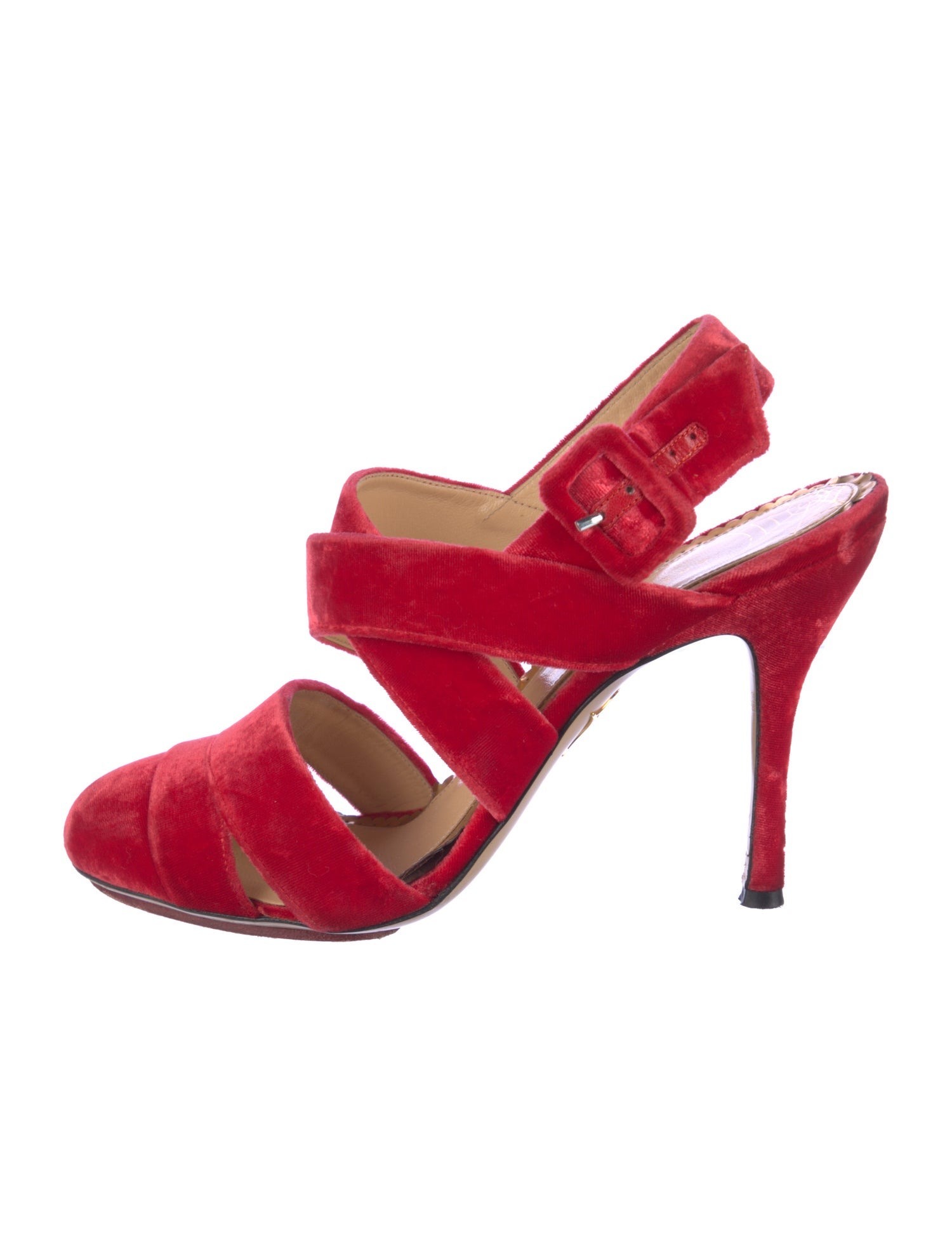Charlotte Olympia Velvet Slingback Pumps