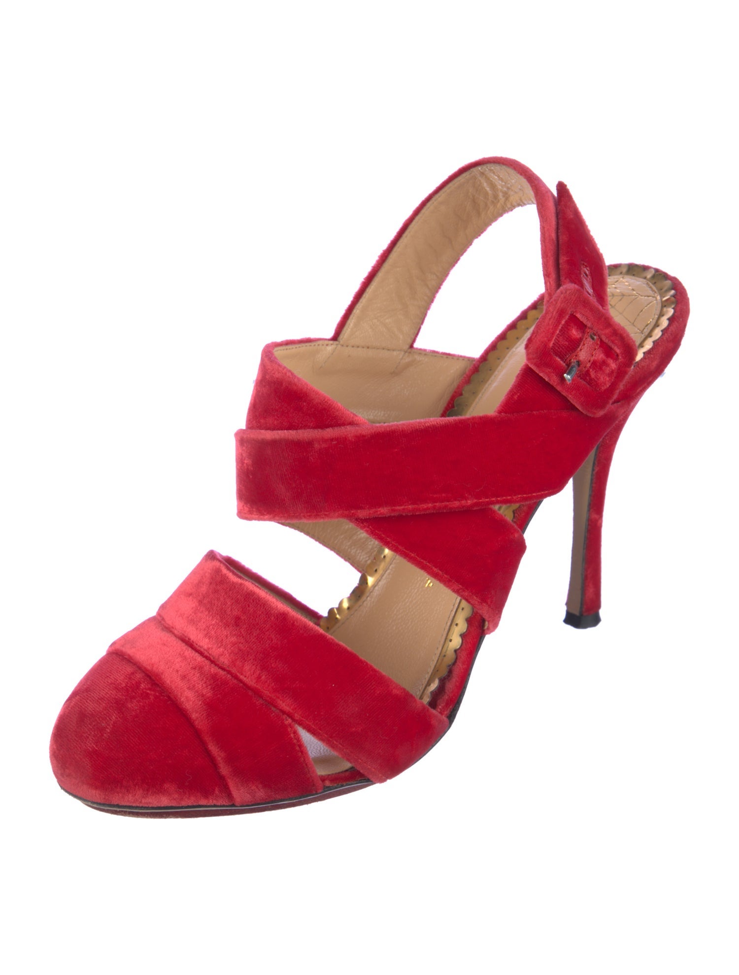 Charlotte Olympia Velvet Slingback Pumps
