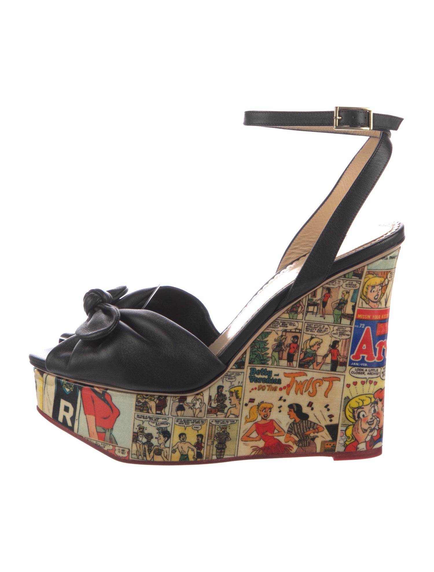Charlotte Olympia Leather Bow Accents Sandals