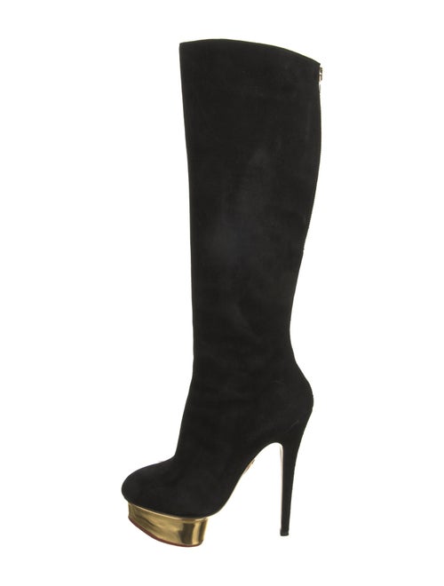 Charlotte Olympia Suede Colorblock Pattern Boots