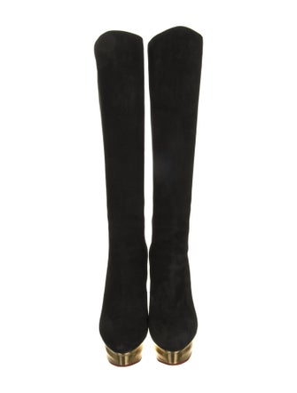 Charlotte Olympia Suede Colorblock Pattern Boots