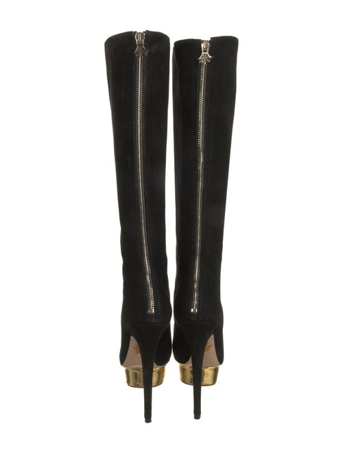 Charlotte Olympia Suede Colorblock Pattern Boots