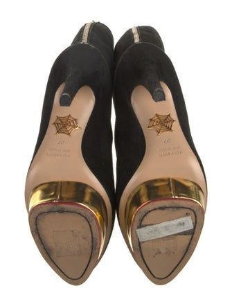 Charlotte Olympia Suede Colorblock Pattern Boots