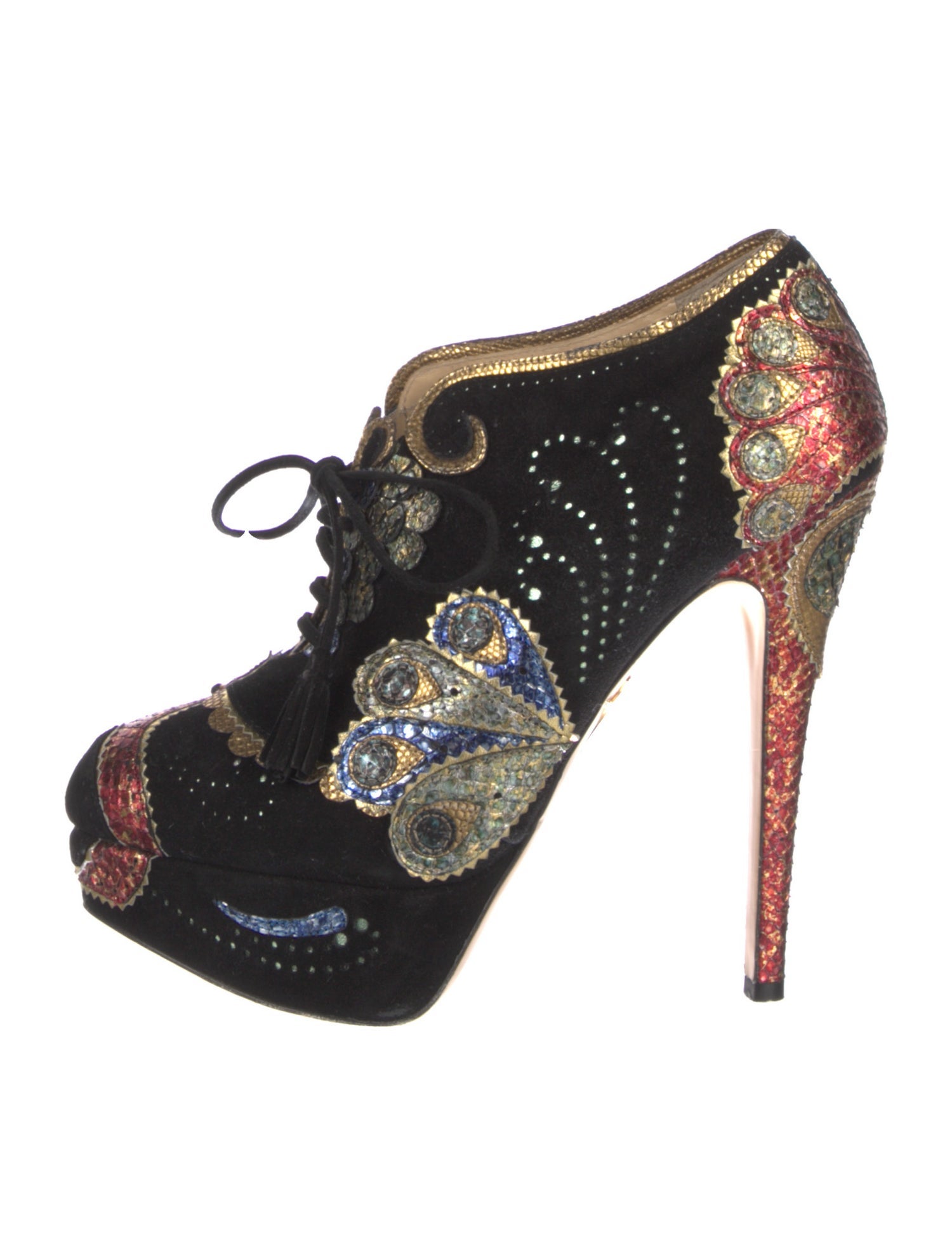 Charlotte Olympia Orient Express Suede Pumps