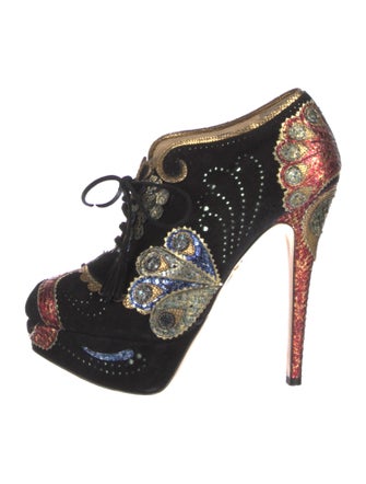 Charlotte Olympia Orient Express Suede Pumps