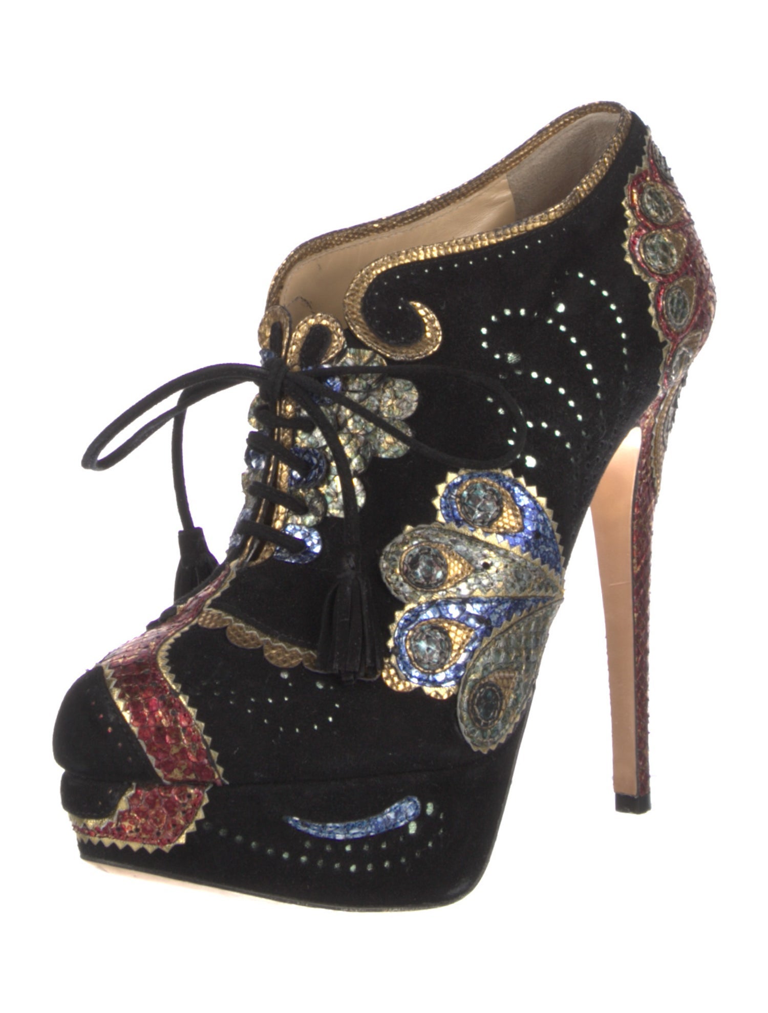 Charlotte Olympia Orient Express Suede Pumps