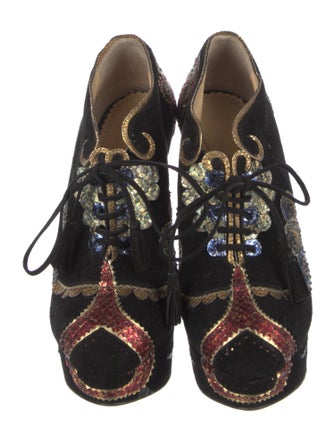 Charlotte Olympia Orient Express Suede Pumps