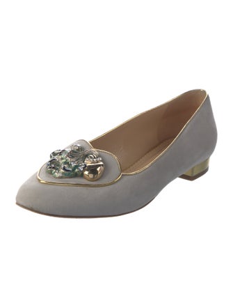 Charlotte Olympia Suede Crystal Embellishments Flats