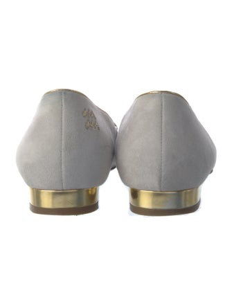 Charlotte Olympia Suede Crystal Embellishments Flats