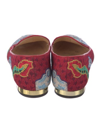 Charlotte Olympia Printed Embroidered Accent Loafers
