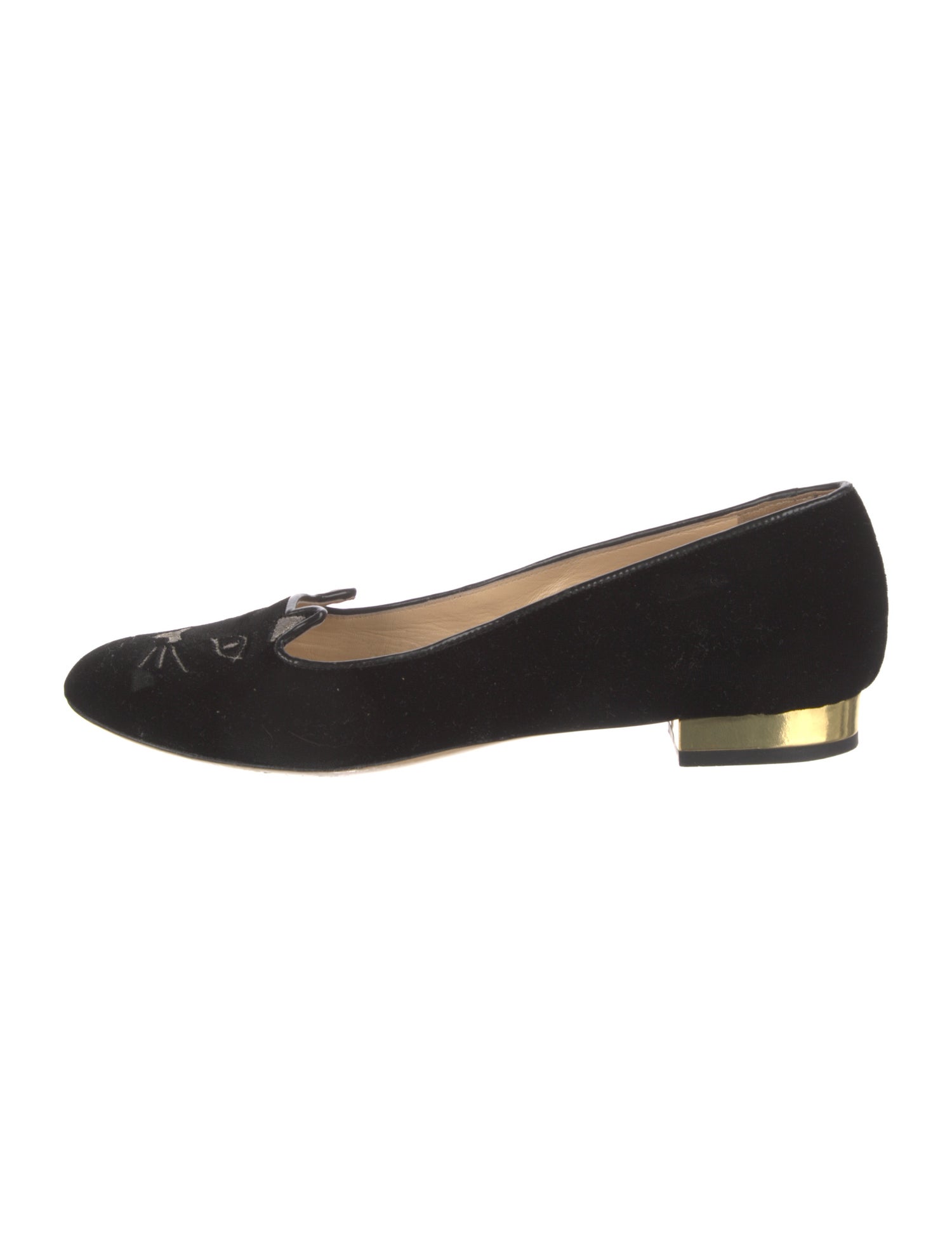 Charlotte Olympia Velvet Embroidered Accent Loafers