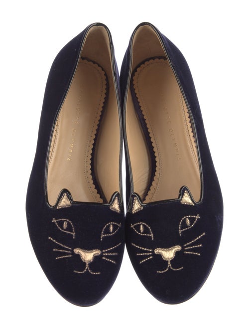 Charlotte Olympia Velvet Embroidered Accent Loafers